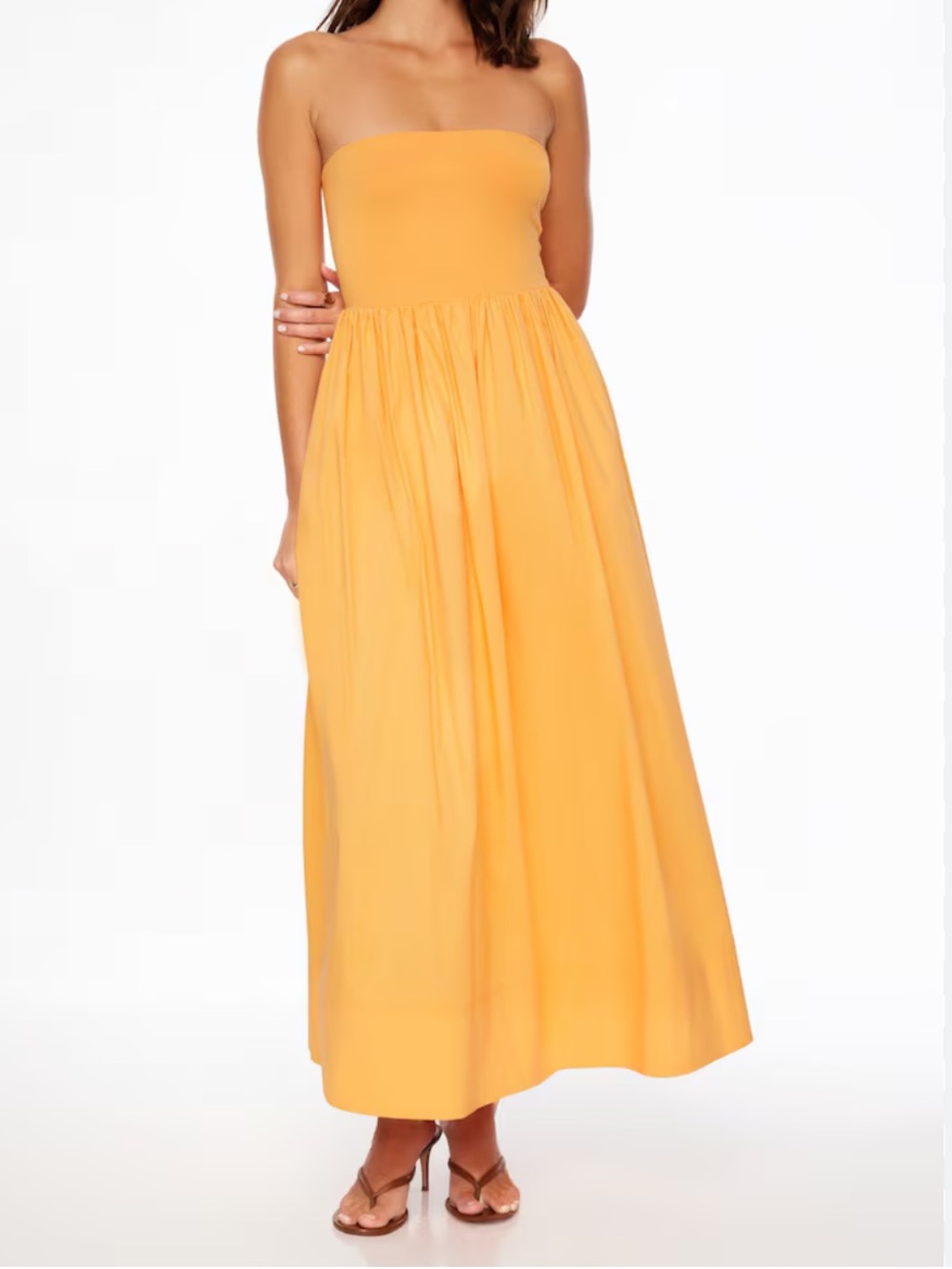 Dynamite Strapless Maxi Dress in Bright Mustard
